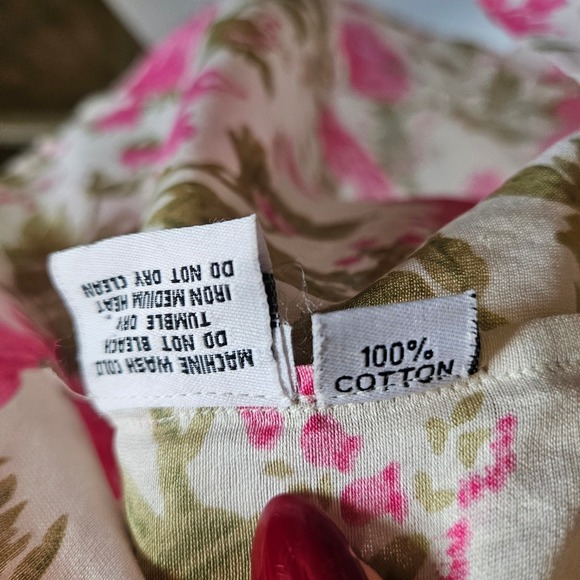 Sue Sartor Pink Floral Flounce Dress Cotton Midi Prairie Style Sz M‎ - Picture 6 of 11